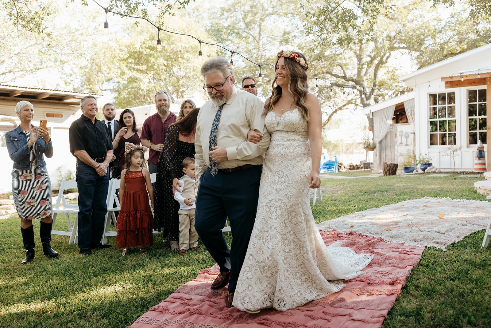 Leah walked down the aisle with her dad