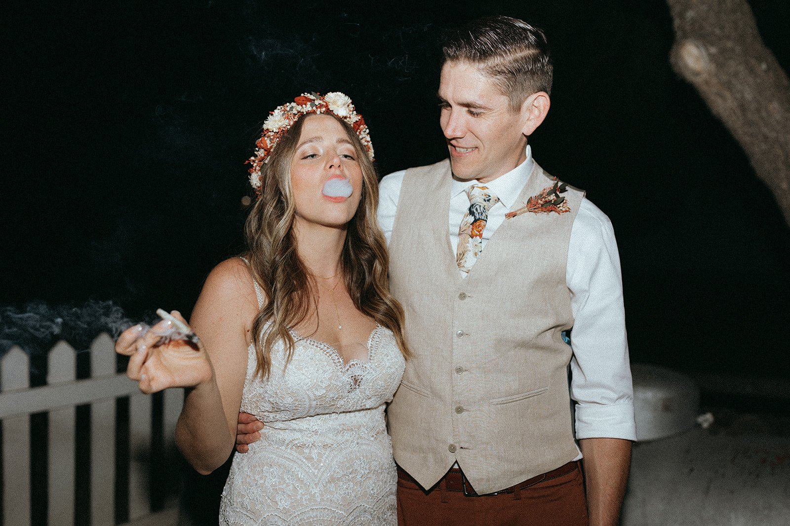 The couple ended the night by smoking a joint together