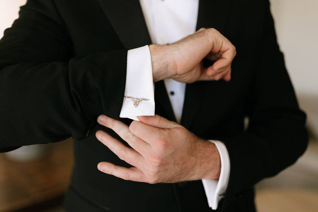 Longhorn cuff links for the groom