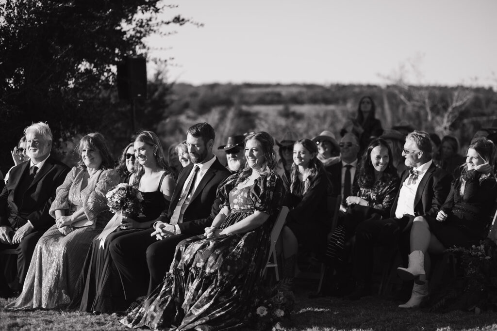 The guests' sweet and emotional reactions during the Contigo Ranch wedding ceremony