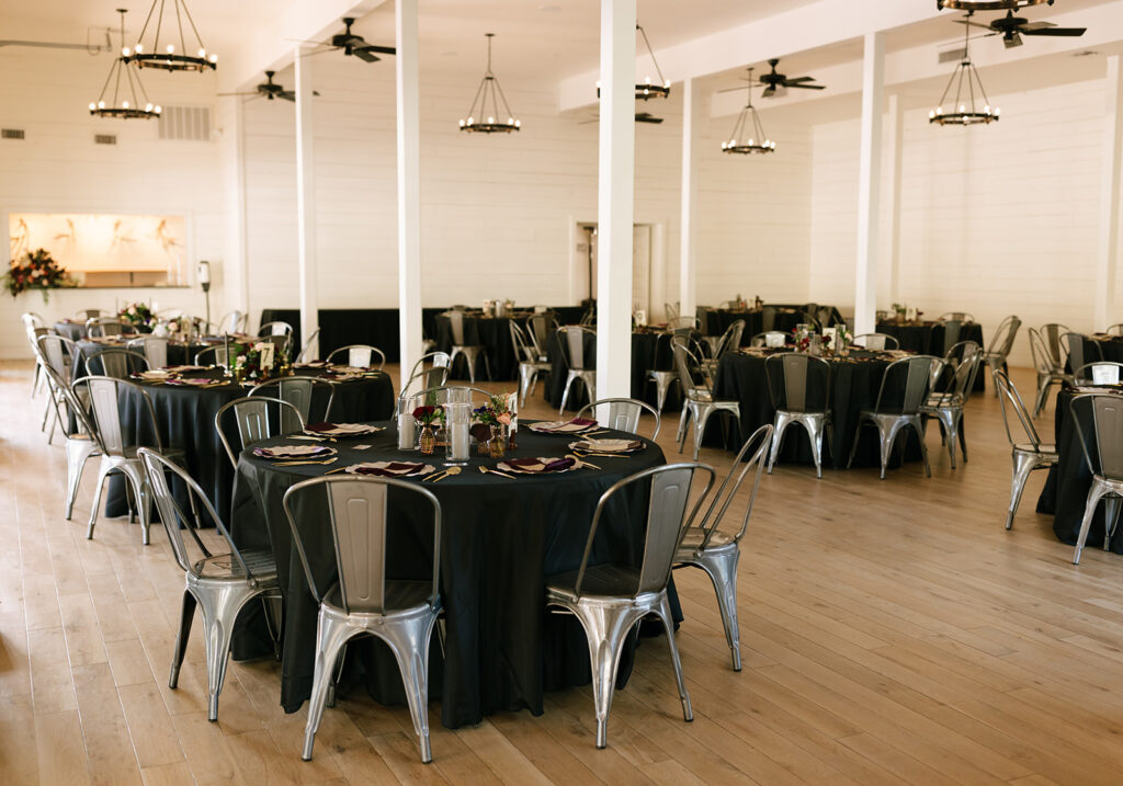 Inside the Contigo Ranch wedding reception at the event hall