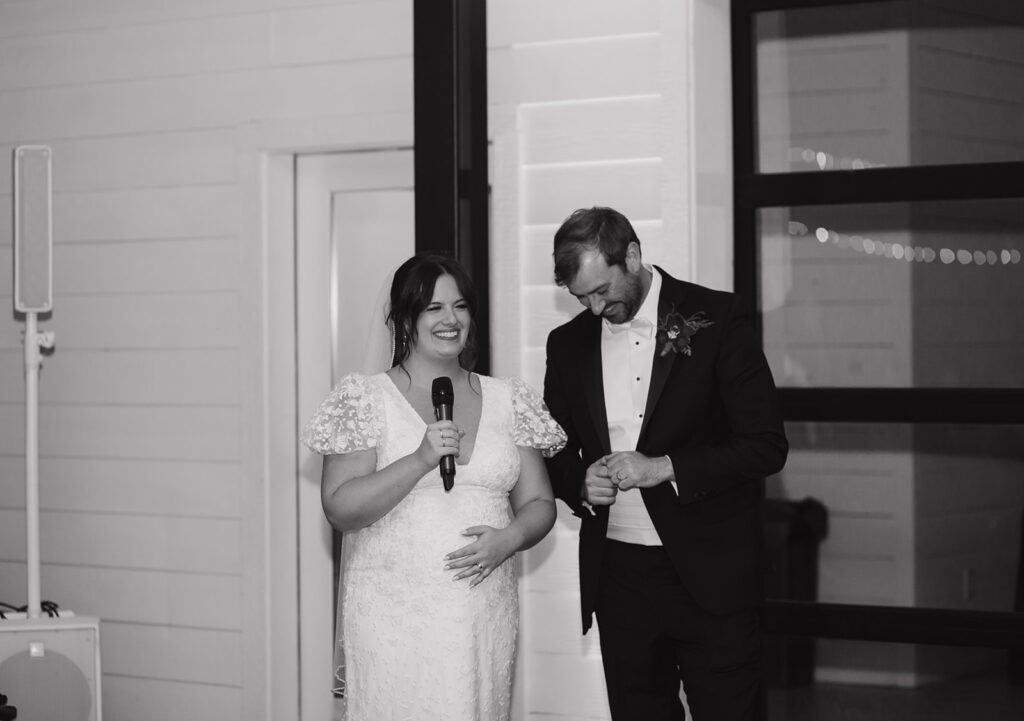 The couple starting the toasts at their Contigo Ranch wedding reception