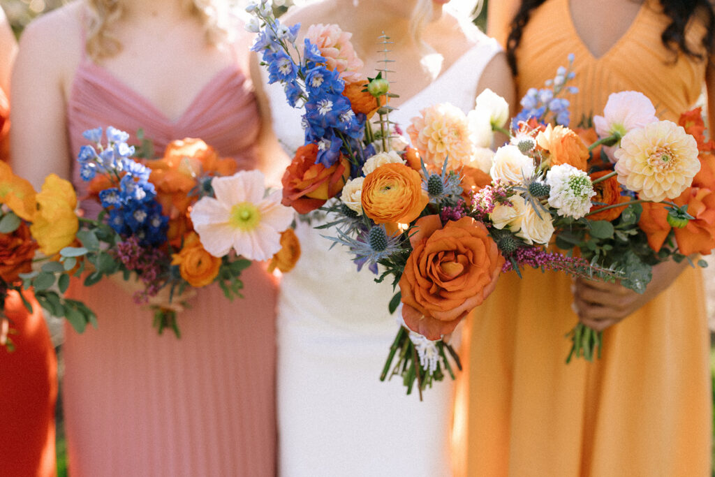 The bridal parties stunning bouquests from Posey Floral in Austin Texas