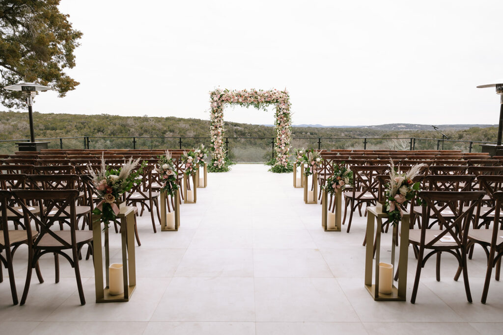 The romantic winter wedding outdoor ceremony at the Videre Estate