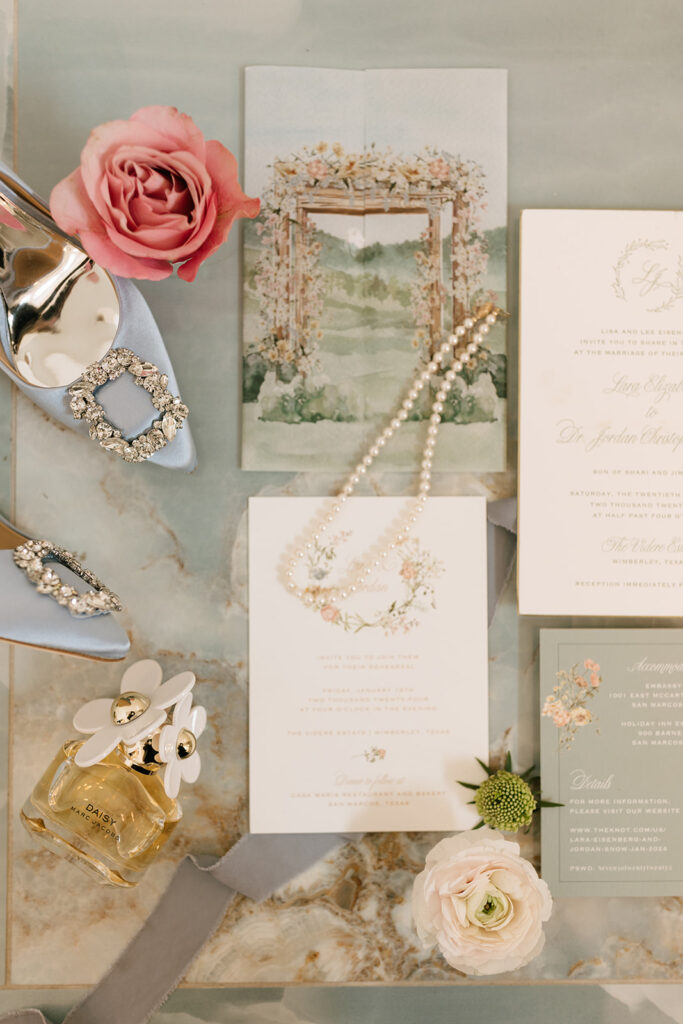 Romantic winter wedding invitation suite regency inspired