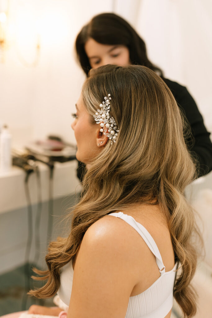 Stunning and romantic winter wedding hair pin