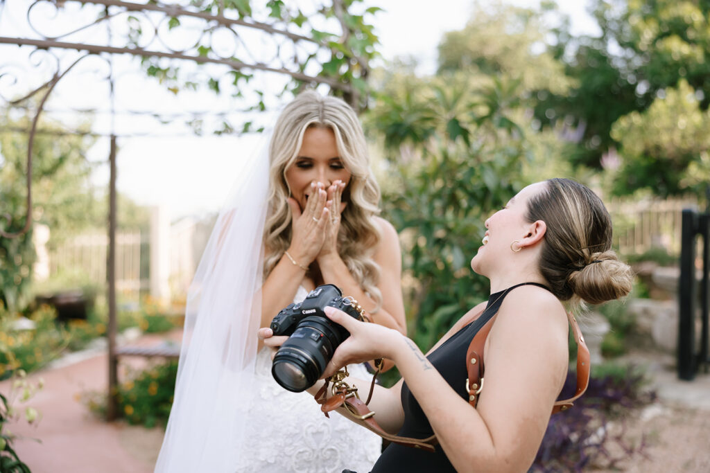 Austin wedding photographer, Kari Creative Photography with her bride Cali while taking portraits at Villa Antonia