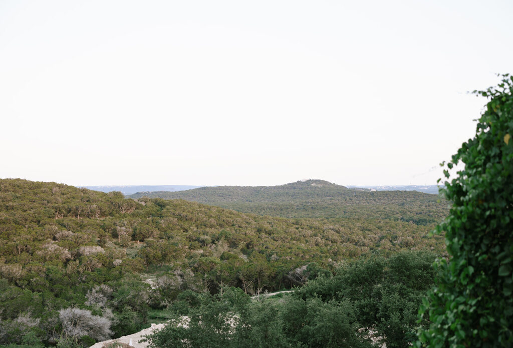 Scenic Texas Hill Country views from Villa Antonia, setting for a memorable wedding reception.