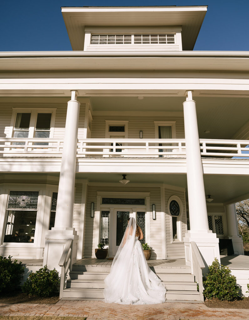 The entrance to the historic The Grand Lady Mansion in Austin Texas